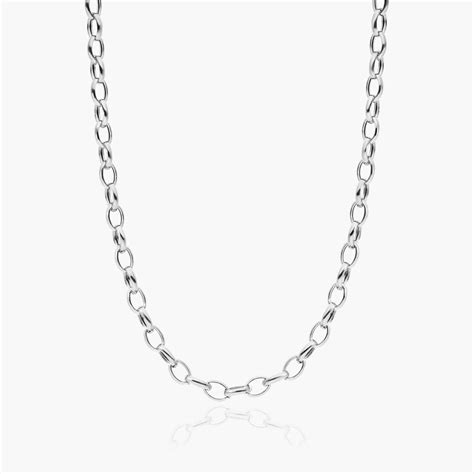 14K White Gold 3 2mm Oval Rolo Chain Necklace 18 Inches 95290i180w14