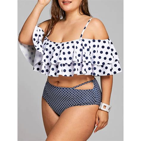 Rosegal Plus Size Polka Dot Bikini 2018 Summer Push Up Bandeau Women