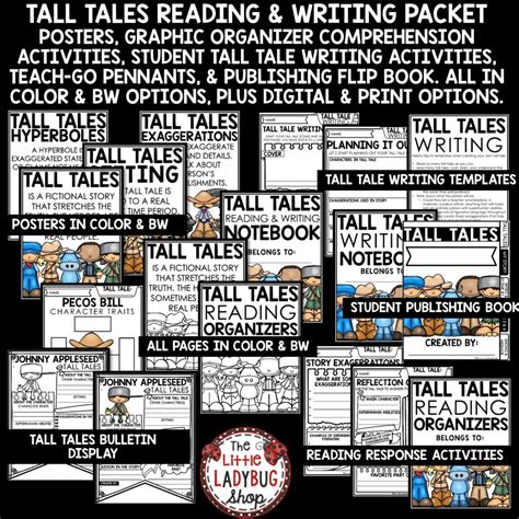 Tall Tales Reading Graphic Organizers The Little Ladybug Shop