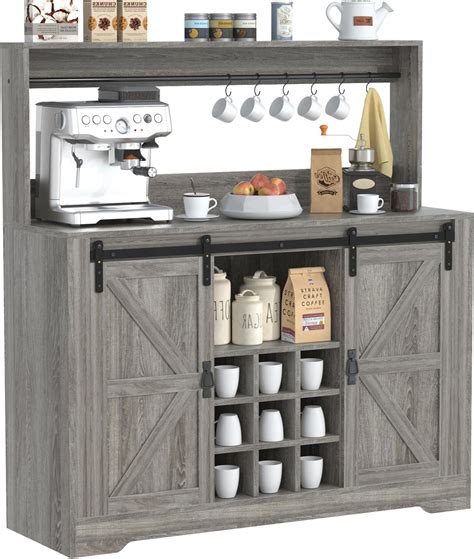 Amazon Ever Winner Farmhouse Coffee Bar Cabinet With Racks