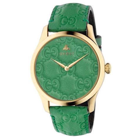 Ladies Gucci G Timeless Green Leather Strap Watch Ya1264099 Reeds Jewelers