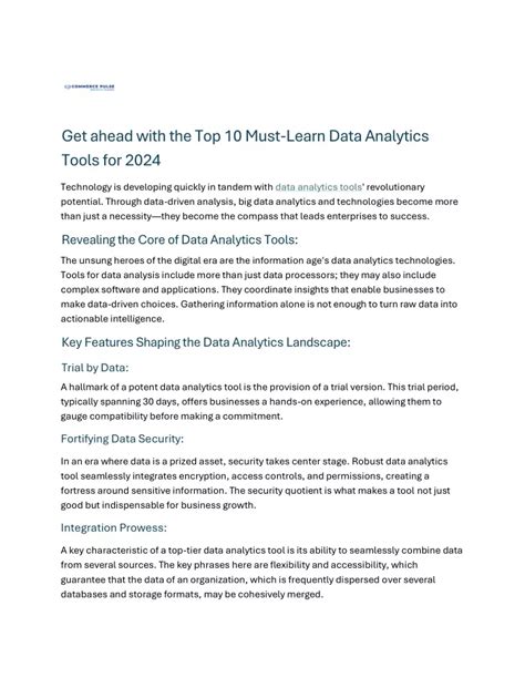 Ppt Get Ahead With The Top 10 Must Learn Data Analytics Tools For 2024 Powerpoint Presentation