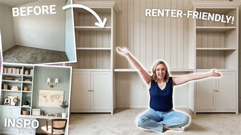 DIY Renter Friendly Built Ins Removable Vertical Shiplap Wall YouTube