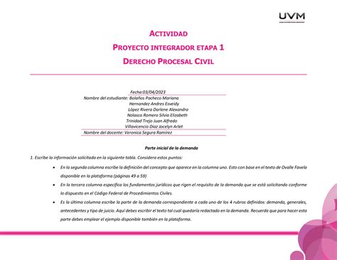 A Eq Pi Proyecto Integrador Etapa Derecho Procesal Civil Hot Sex Picture