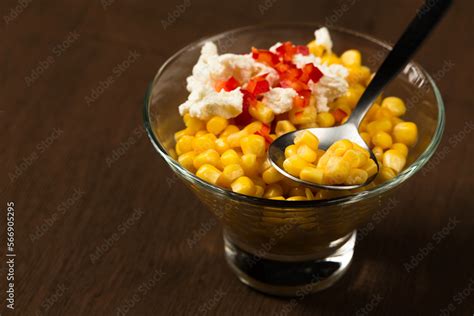 Esquites or Trolley with corn, cheese, mayonnaise and chili. Mexican ...