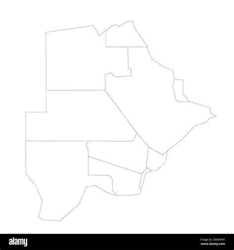 Botswana Mapa político de las divisiones administrativas Imagen Vector