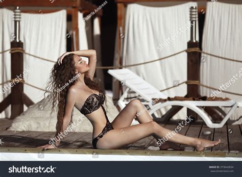 Bikini Model Beautiful Sexy Brunette Girl Stock Photo Edit Now
