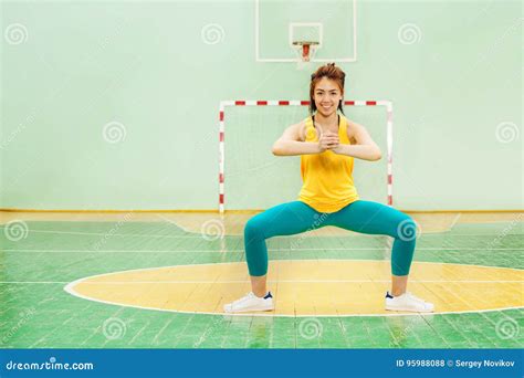 Sporty Asian Girl Working Out in Gymnasium Stock Photo - Image of pupil ...