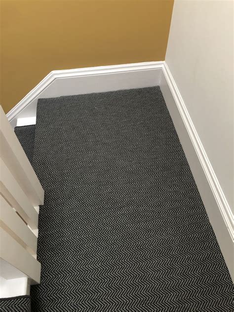 Dark Grey Sisal Herringbone Carpet Fitted In Holloway Herringbone