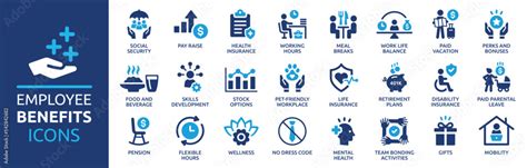 Photo Art Print Employee Benefits Icon Set Icons Studio