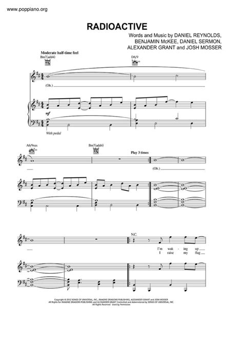 Radioactive Imagine Dragons Piano Sheet Music