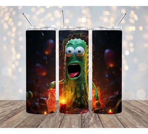 Neon Rick and Morty Pickle Rick Fan Art Digital Tumbler Wrap PNG ...