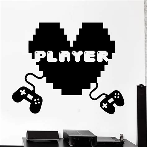 Calcomanías de vinilo con frase I Love Games pegatinas de pared para