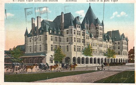 Vintage Postcard 1930s Place Viger Hotel And Station Landmark Montreal