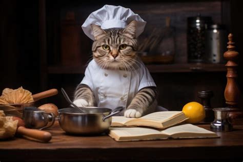 Premium Ai Image American Wirehair Cat Dressed As A Chef At Work