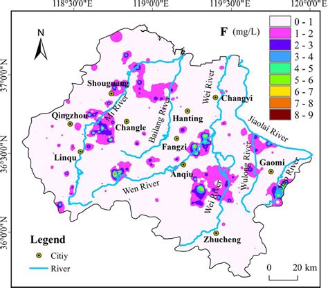 Spatial Distribution Map Of Groundwater Fluoride In Weifang City