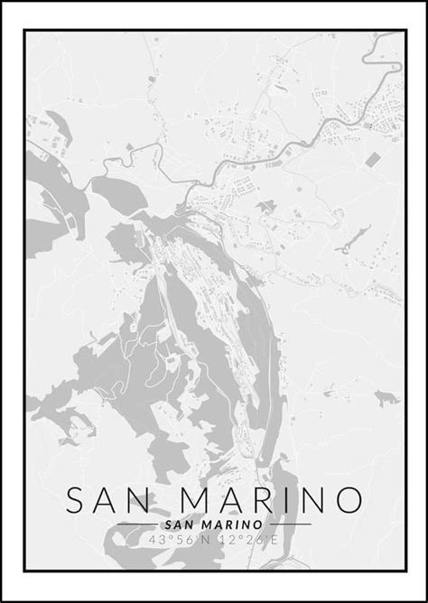 Galeria Plakatu Plakat San Marino Mapa Czarno Bia A X Cm