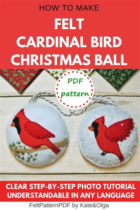 Cardinal Pattern Felt Christmas Ornaments Felt Cardinal Etsy Felt