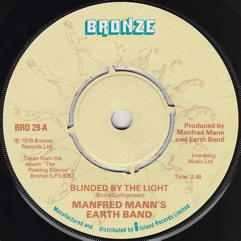 Bruce Springsteen Lyrics Blinded By The Light Manfred Mann S Earth