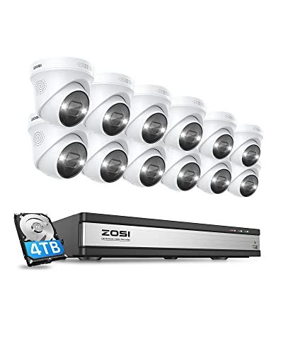 ZOSI 4K Outdoor Spotlight PoE Security Camera System H 265 16CH