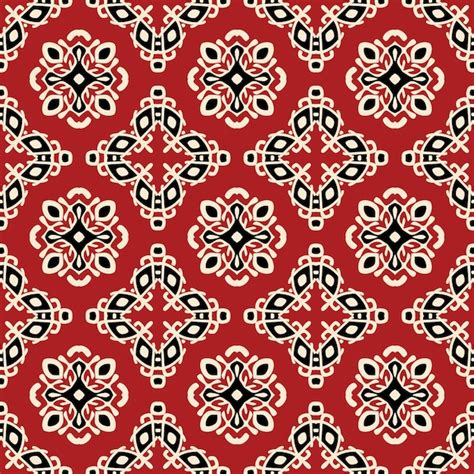 Premium Vector Red Tribal Ethnic Seamless Pattern