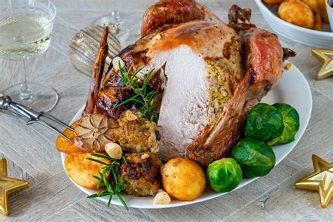 Traditional Christmas Turkey Stock Photo Image Of Brussel Rosemary