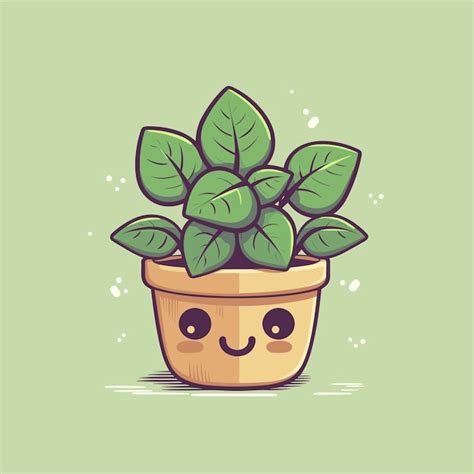 Premium Vector Cute Cactus In Pot Flat Cartoon Style