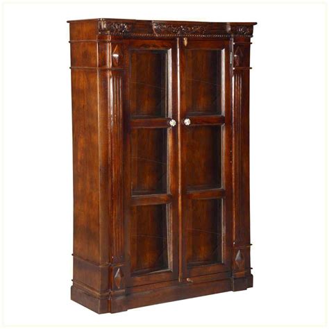 Solid Wood Bookcase With Glass Doors