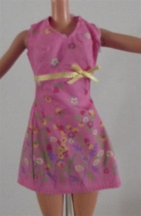 Pretty Flowers Barbie Blonde Pink Sleeveless Dress Shift Dress