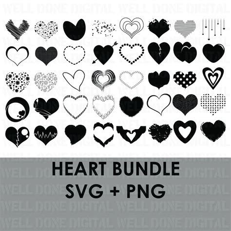 Heart Svg Bundle Hand Drawn Heart Svg Sketch Heart Decal Etsy