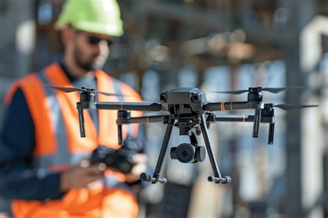 Construction Worker Using Drone For Site Surveying Harnessing The Power