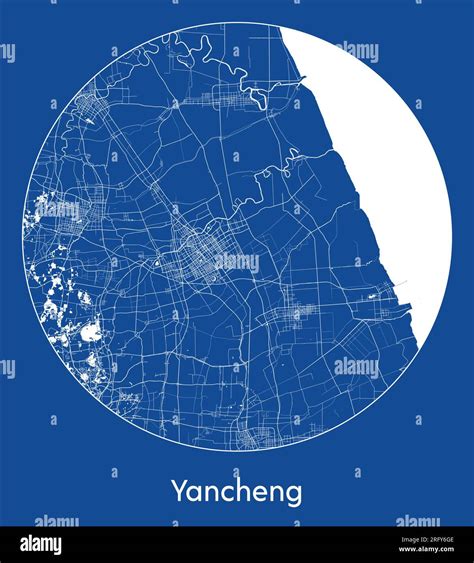 City Map Yancheng China Asia Blue Print Round Circle Vector