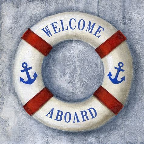 Rhode Island Art Nautical Life Ring 'welcome Aboard' - Etsy