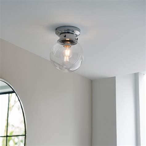 Endon Cheswick Lamp Flush Bathroom Ceiling Light Chrome Clear Glass