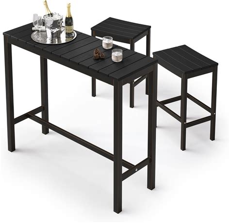 Cozyman Outdoor Bar Height Table And Chairs Set 3 Piece