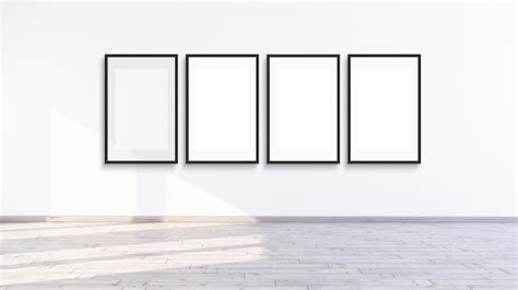 Premium Psd Frame Mockup With 4 Frames For Gallery Wall On An Empty