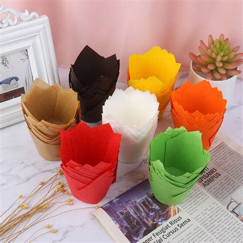 50Pcs Cupcake Wrapper Liners Muffin Tulip Case Cake Paper Baking Cup