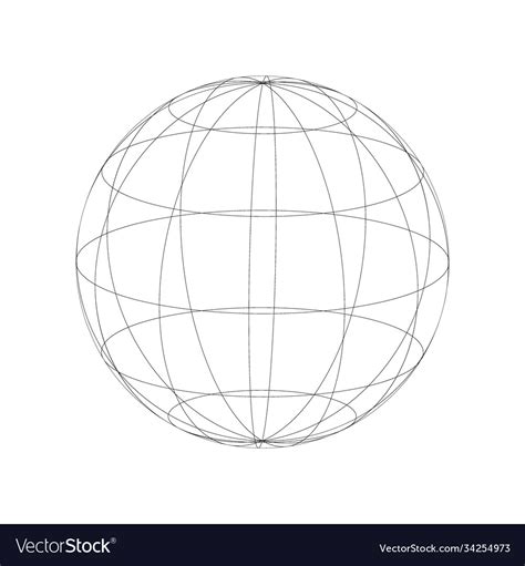 Wireframe earth model black wired sphere frame Vector Image