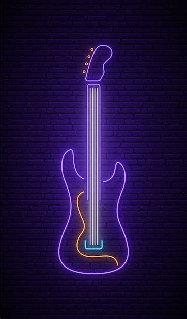 Premium Vector | Neon guitar sign.