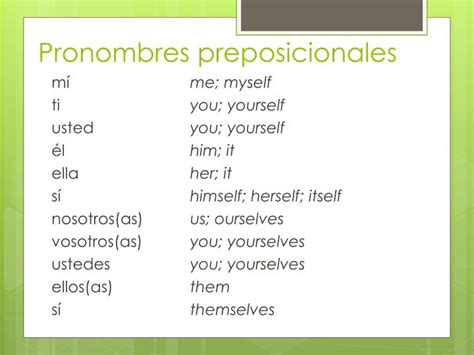 Pronombres Preposicionales