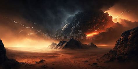 A Dust Storm on Planet Mars Stock Illustration - Illustration of hight ...