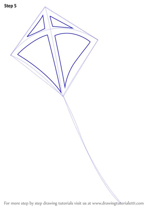 Learn How to Draw a Kite (Everyday Objects) Step by Step : Drawing ...