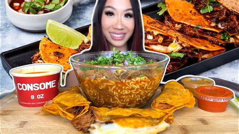 Birria Ramen Quesabirria Tacos Mukbang Eating Show Youtube