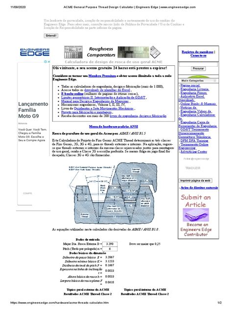 ACME General Purpose Thread Design Calculator - Engineers Edge | PDF | Thread (informática ...