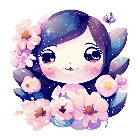 Happy Kawaii Chibii In A Soft Muted Watercolor World · Creative Fabrica