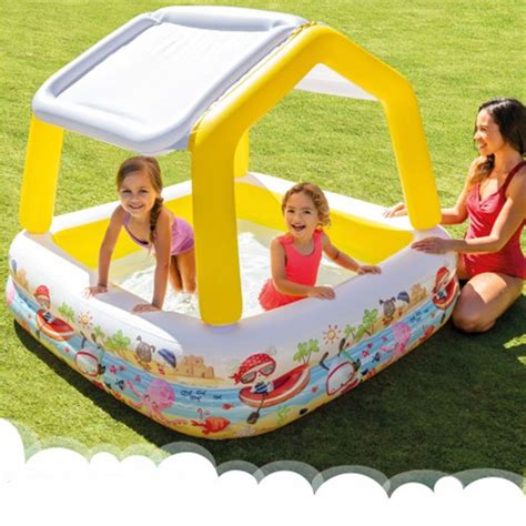 Piscina Infl Vel Infantil Quadrada Cobertura Remov Vel L Intex