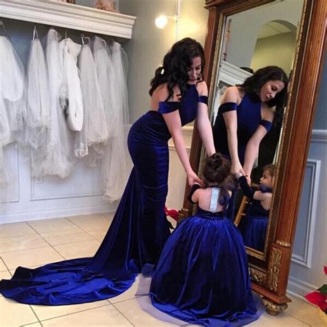 Cheap Sexy Backless Royal Blue Velvet Long Evening Dress Mermaid Party