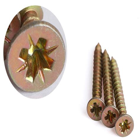 Flat Double Head Fasteners Wooden Countersunk Yellow Zinc Plated Chipboard Screw Chipboard