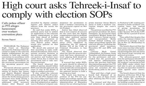 Dawn Epaper Nov High Court Asks Tehreek I Insaf To Comply