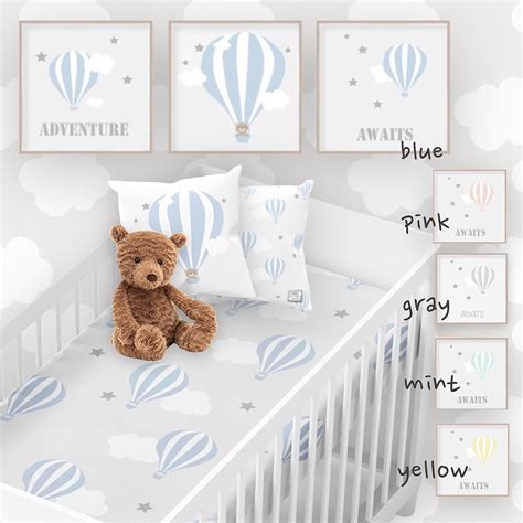 Hot Air Balloon Nursery Prints Hot Air Balloon Wall Art Boy Nursery Girl Nursery Neutral Nursery